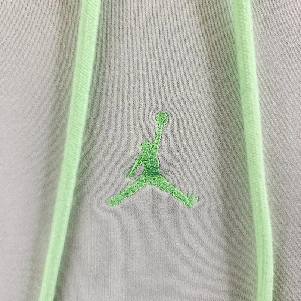 Jordan Hoodie Mens M Ghost Green Wings Neon Washed Fleece Pullover Nike